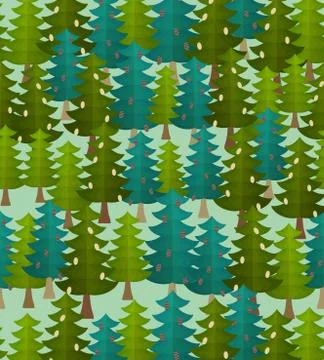 Forest seamless pattern. Fir forest. Christmas tree ornament Illustrazione stock