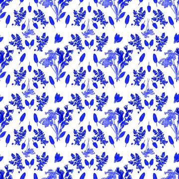 Forest seamless pattern in the kind of flowers. Foto stock