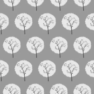 Forest seamless pattern with various type of the trees. Stock Illustration