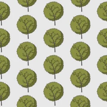 Forest seamless pattern with various type of the trees. Stock Illustration