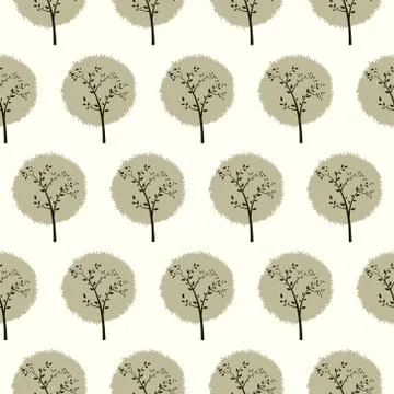Forest seamless pattern with various type of the trees. Stock Illustration