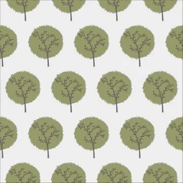 Forest seamless pattern with various type of the trees. Stock Illustration