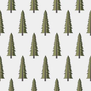 Forest seamless pattern with various type of the trees. Stock Illustration