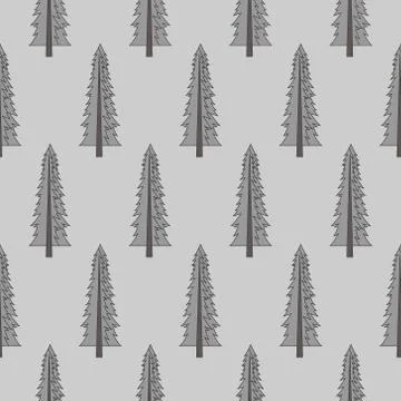 Forest seamless pattern with various type of the trees. Stock Illustration