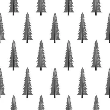 Forest seamless pattern with various type of the trees. Stock Illustration