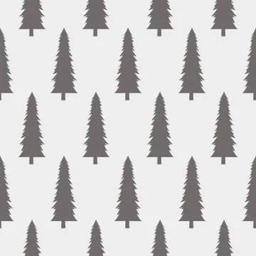 Forest seamless pattern with various type of the trees. Stock Illustration
