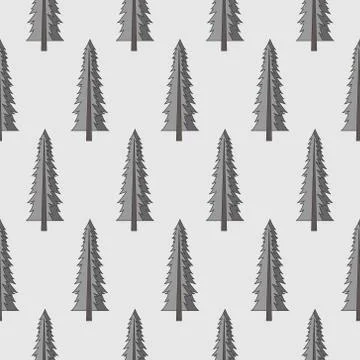 Forest seamless pattern with various type of the trees. Stock Illustration