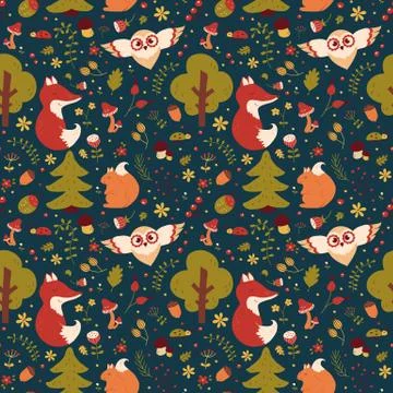 Forest seamless pattern. Vector background. イラスト素材