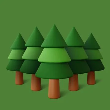 Forest set in green background. Vector illustration Stock Illustration