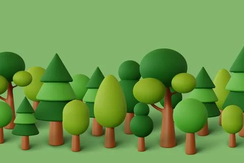 Forest set in green background. Vector illustration Stock Illustration