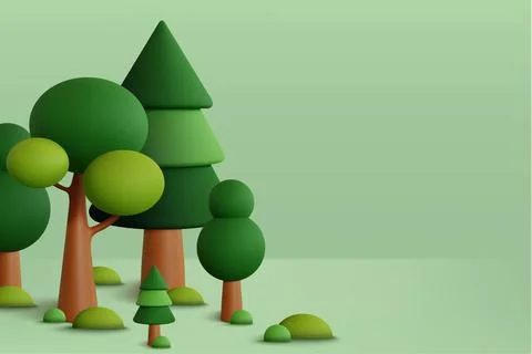Forest set in green background. Vector illustration Stock Illustration