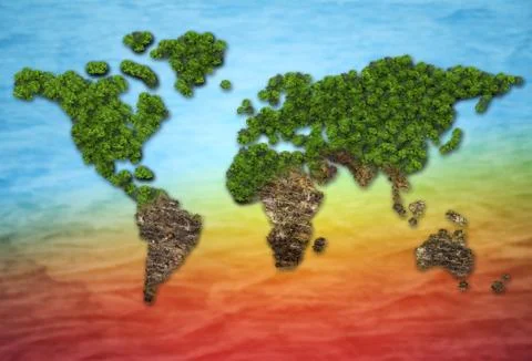 Forest in a shape of world - deforestation and global warming concept Stockfoto's