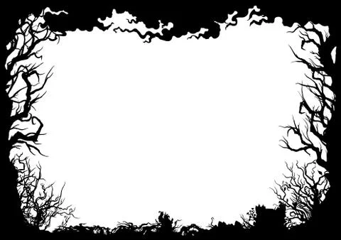 Forest silhouette frame Stock Illustration