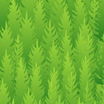 Forest silhouette scene. Seamless pattern. Landscape with coniferous trees. B Stock Illustration