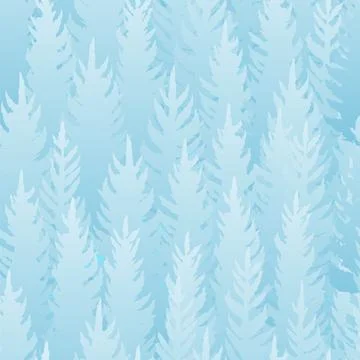Forest silhouette scene. Seamless pattern. Landscape with coniferous trees. B Stock Illustration