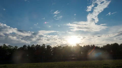 Forest, sky with clouds at sunset, time lapse Stock-Footage 110961410