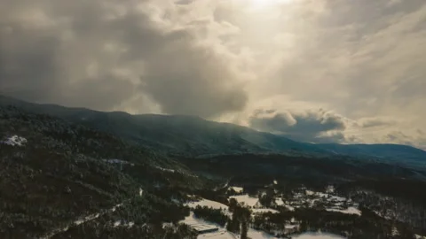 Forest, Sky, Movement of Clouds Aerial View Timelapse Vídeo Stock 151249770