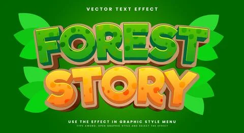 Forest Story 3d editable text effect template Stock Illustration
