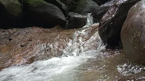 Forest Stream Flowing Between Rocks Calm Natural Water Stock Footage 330576283