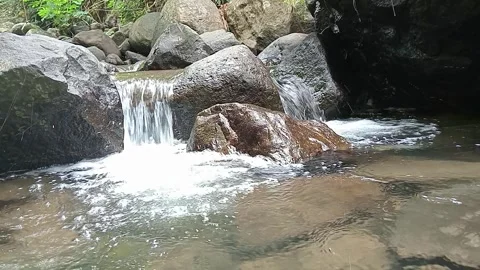 Forest Stream Flowing Between Rocks Calm Natural Water Stock Footage 330581714