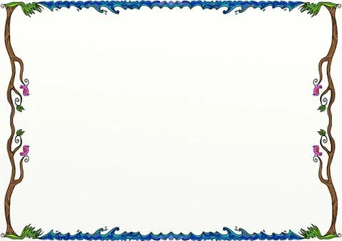 Forest Stream Page Border Decoration Stock-Illustration