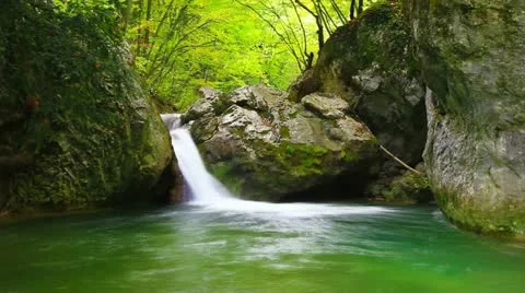 Forest stream - slow motion Stock Footage 13315300