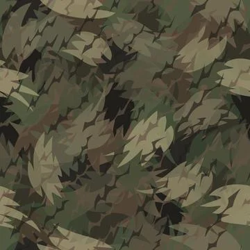 Forest style camouflage seamless pattern print. Shapes of foliage and branches 스톡 일러스트