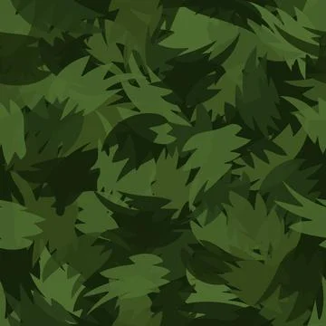 Forest style camouflage seamless pattern print. Shapes of foliage and branches Illustrazione stock