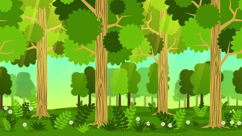 Forest summer cartoon landscape Stock Footage
