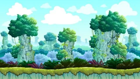 Forest Terrain Game Background Stock Illustration