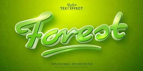Forest text, cartoon style editable text effect Stock Illustration