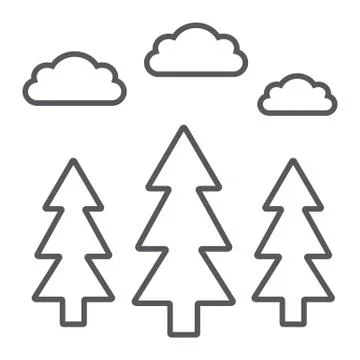 Forest thin line icon, park and nature, trees sign, vector graphics, a linear Stock Illustration