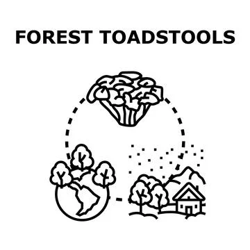 Forest toadstools growing in natural environment concept Stock Illustration