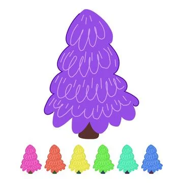 Forest tree doodle flat vector cartoon graphic イラスト素材