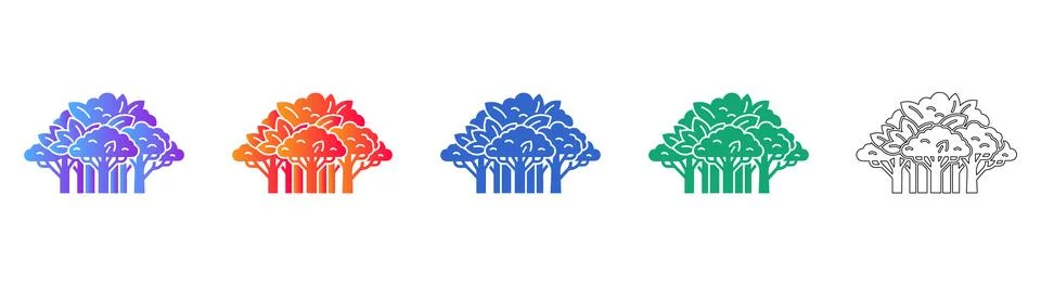 Forest Tree Icons for Environmental Design Stock Illustration