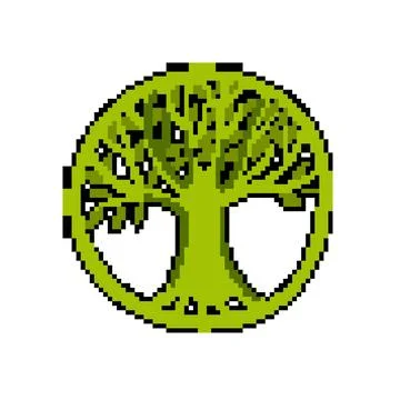Forest tree of life pixel art vector illustration Stock Illustration