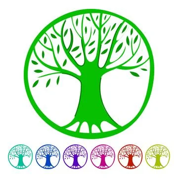 Forest tree of life vector cartoon graphic Illustrazione stock