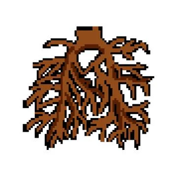 Forest tree root pixel art vector illustration Stock Illustration