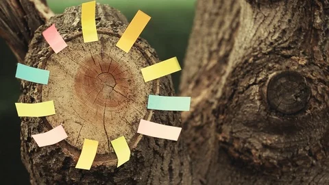 Forest tree stub paper stickers nobody hd footage Stock Footage 106201130