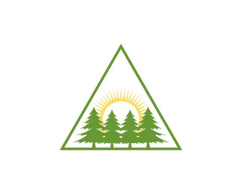 Forest tree in the triangle shape logo Stock Illustration
