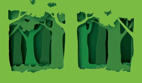 Forest with trees and grass. Stock Illustration