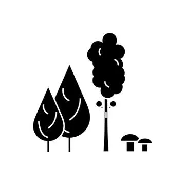 Forest trees black icon concept. Forest trees  vector sign, symbol, illustratio Stock Illustration