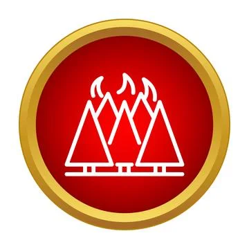 Forest trees burning fire emergency icon warning 스톡 일러스트