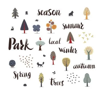 Forest trees with lettering Stock Illustration