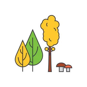 Forest trees line icon concept. Forest trees flat vector sign, symbol Illustrazione stock