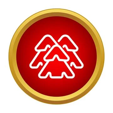 Forest trees line icon red circle design Stock Illustration