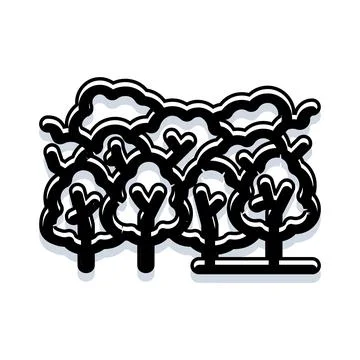Forest trees nature outline drawing icon design Stock Illustration