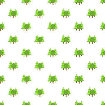 Forest trees pattern, cartoon style Stock Illustration