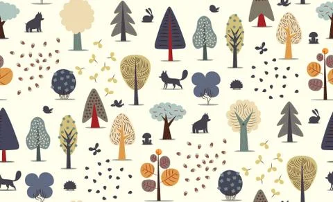 Forest trees seamless pattern 스톡 일러스트
