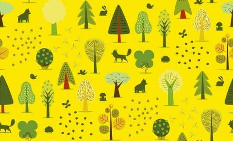 Forest trees seamless pattern Stock Illustration